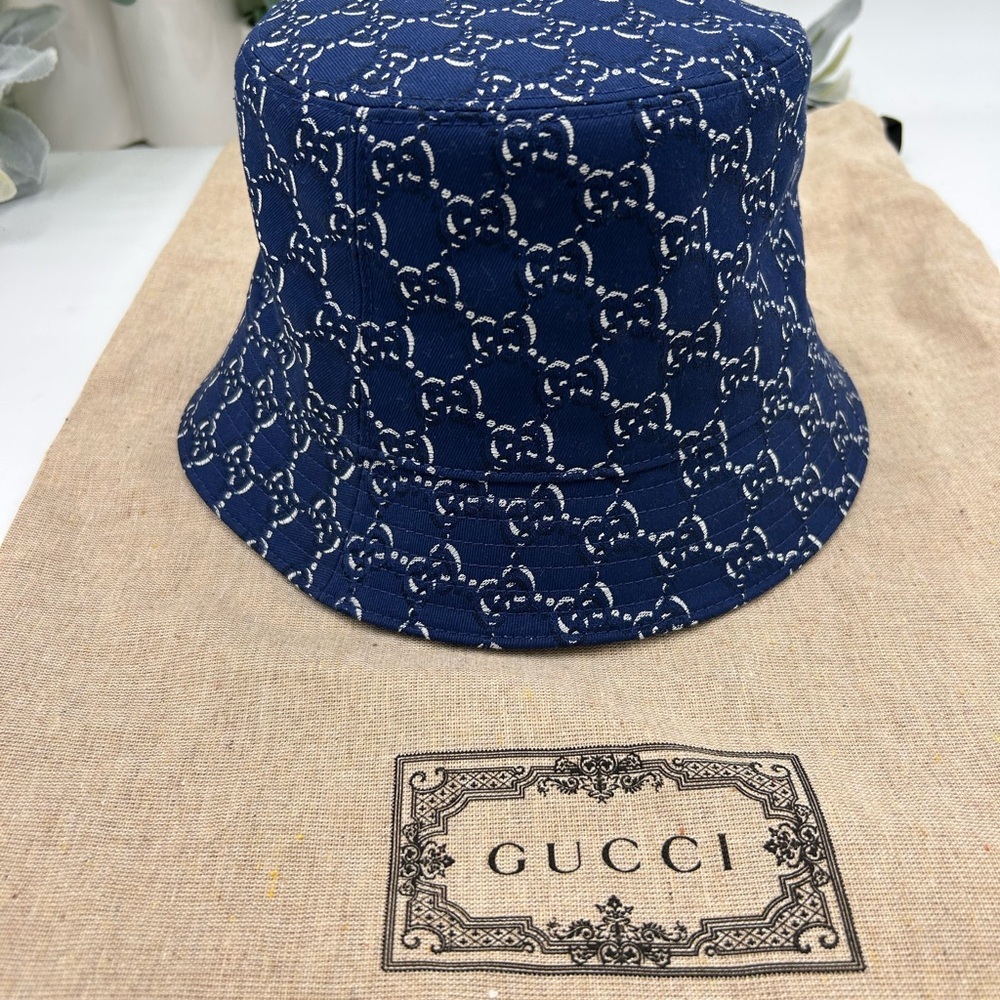 Men's Gucci GG logo, cotton bucket hat, size large made in Italy - Picture 2 of 6